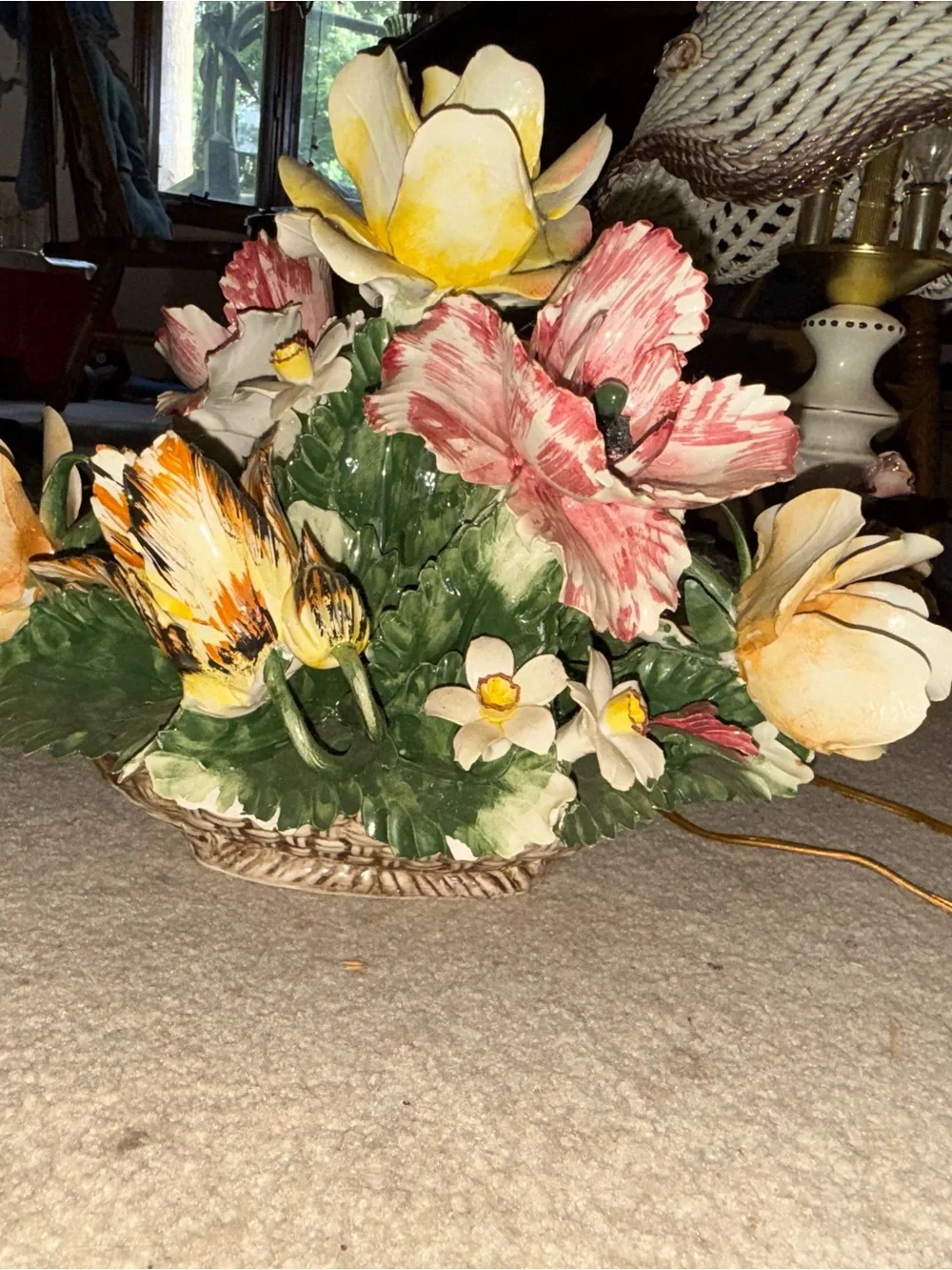 Capodimonte Porcelain Centerpiece Vase For Flowers Lilies Peonies
